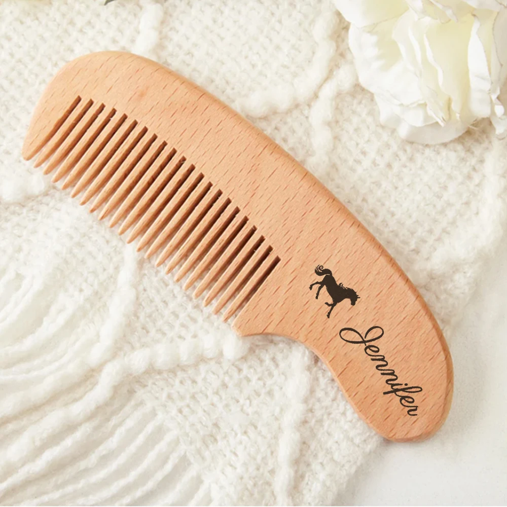 Personalised Hair Brush Custom Engraved Bamboo Wood Brush Anti Static Comb Gift for Girls Gifts for Kids Baby Shower Gift