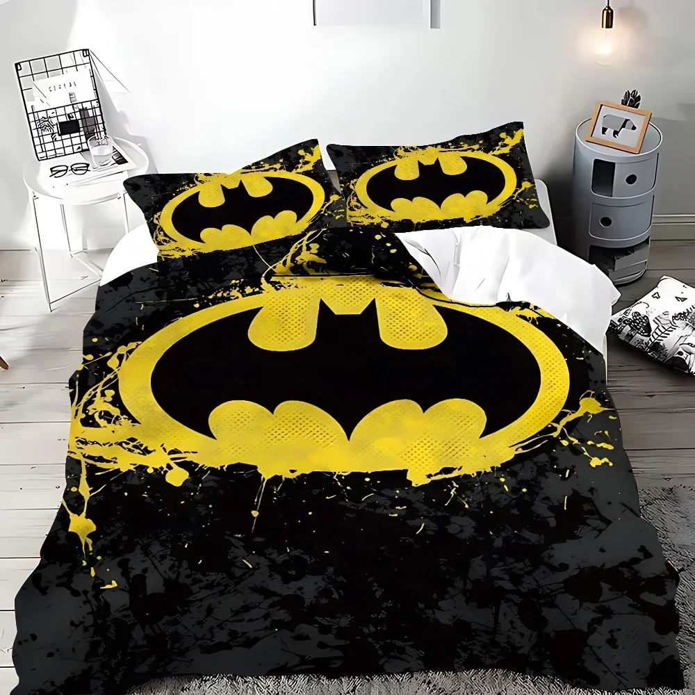 Duvet Cover Pillowcase Bedding Set Adult Boy Girl Bedroom Fashion-Cute-B-Batmans Decoration Children Gift Single Double Large