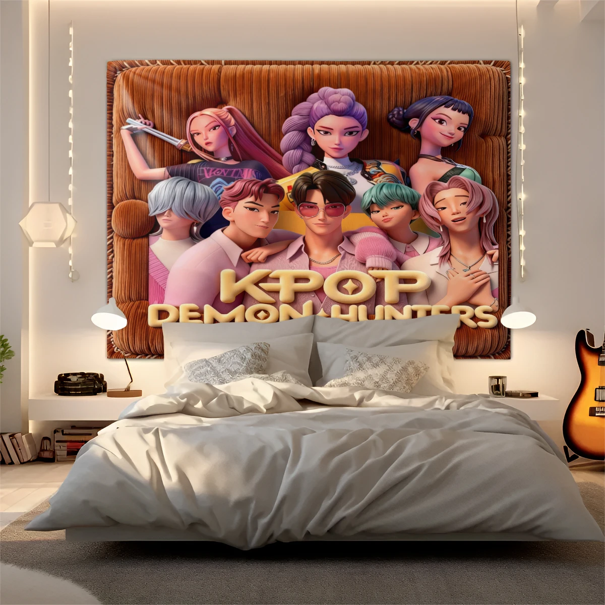 

Bestselling KPop Devil Hunter Huntrix&Saja Boy Tapestry Anime Wall Hanging Living Room Corridor Office Decoration Fan Gift