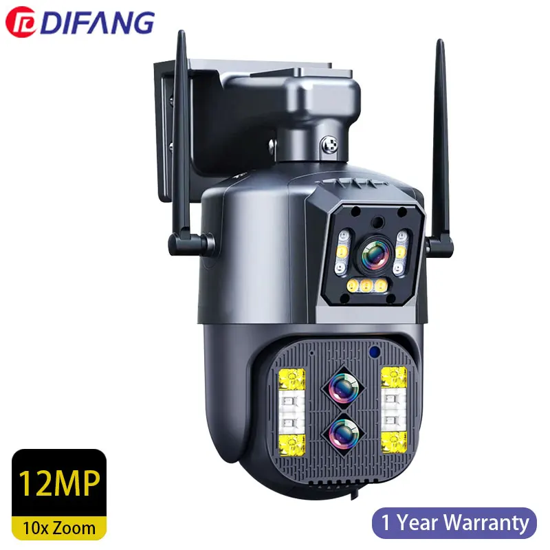 

DIFANG 12MP Triple Lens WiFi PTZ IP Surveillance Camera Security Camera CCTV Waterproof Panoramic Outdoor Home Street 10x Zoom