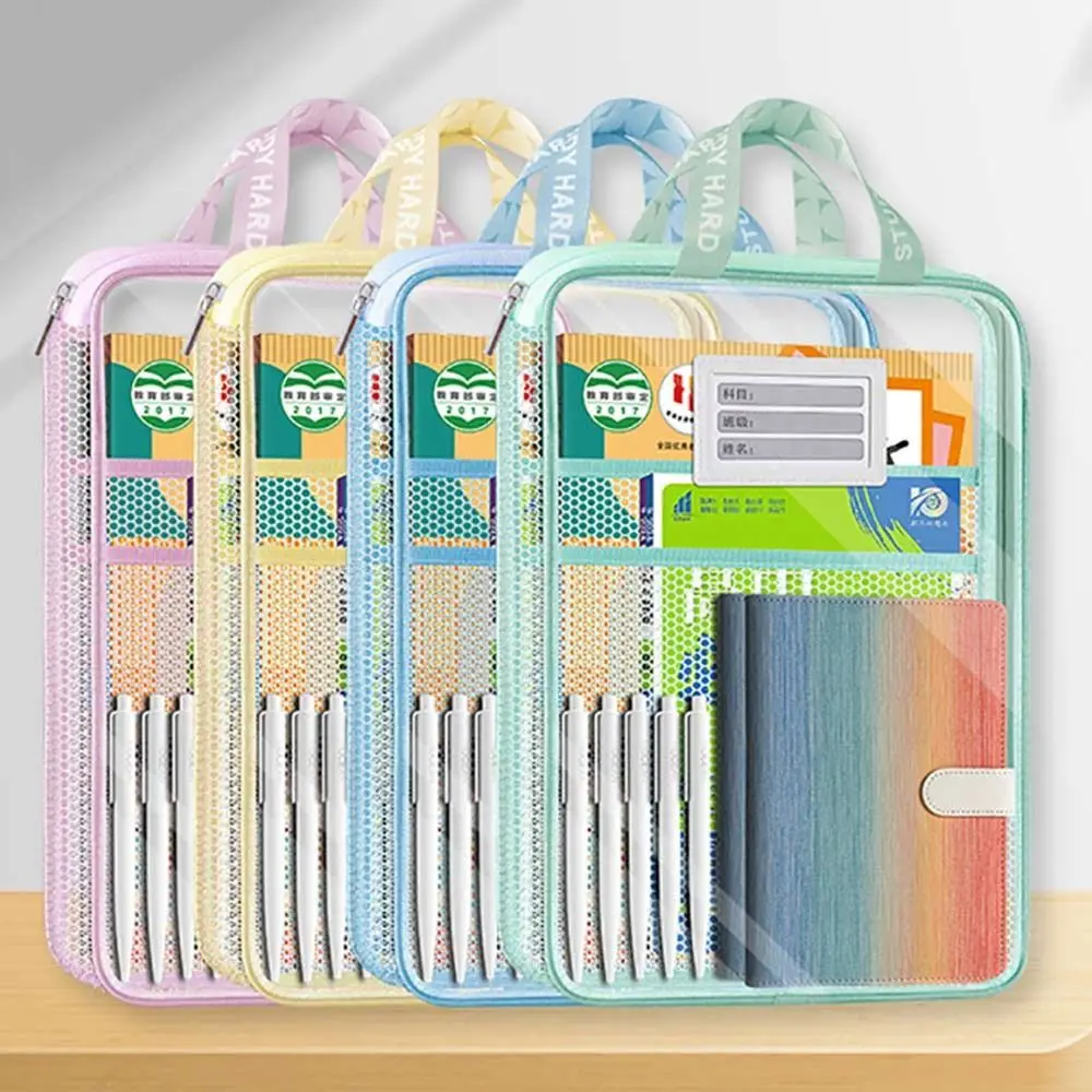 

Mesh A4 File Folder Dopamine Color L-shape Large Opening File Bag Waterproof Large Capacity Test Paper Organizer Students
