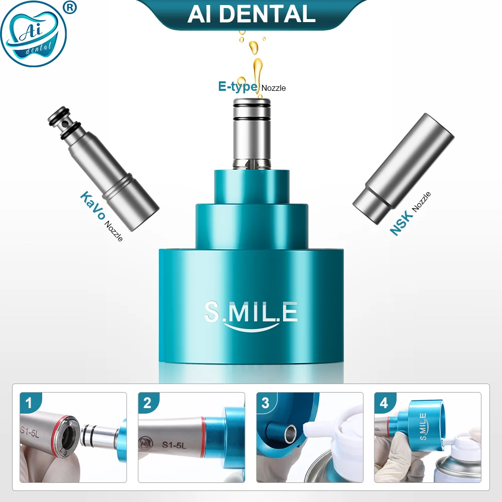 AI-SL/AI-SL/M4/K/N/E Dental Low/High Speed Handpiece Oiling Tool Blue/Silver Color 4 Nozzle Adapters Multifuction Lubricator