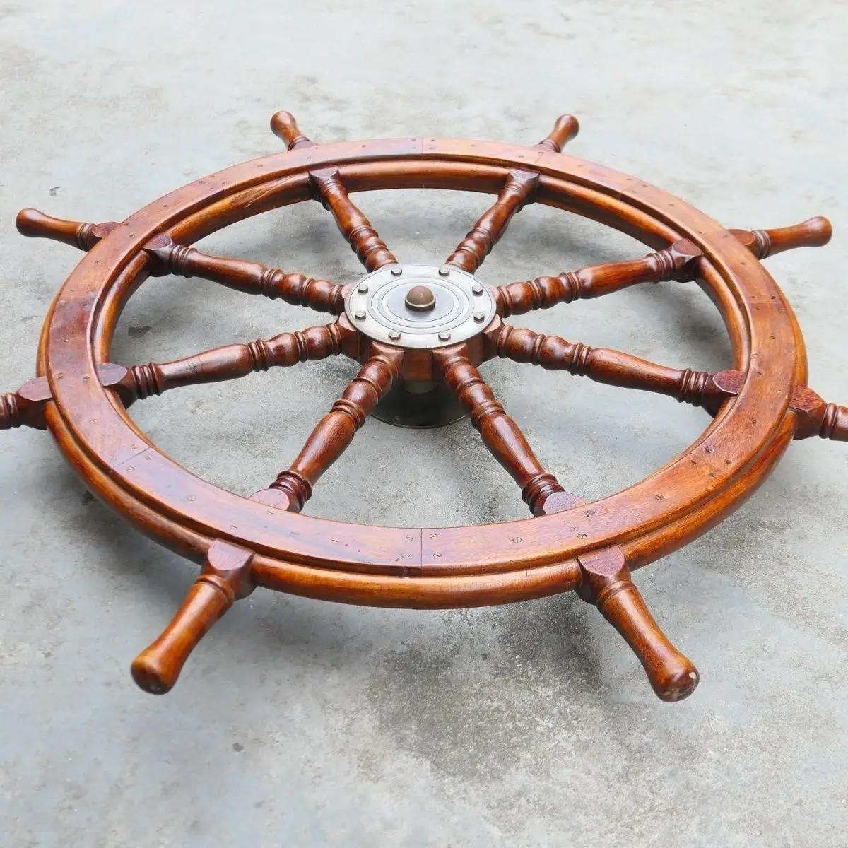 Solid wood rudder ornament retro decoration home wall mounted helmsman steering wheel