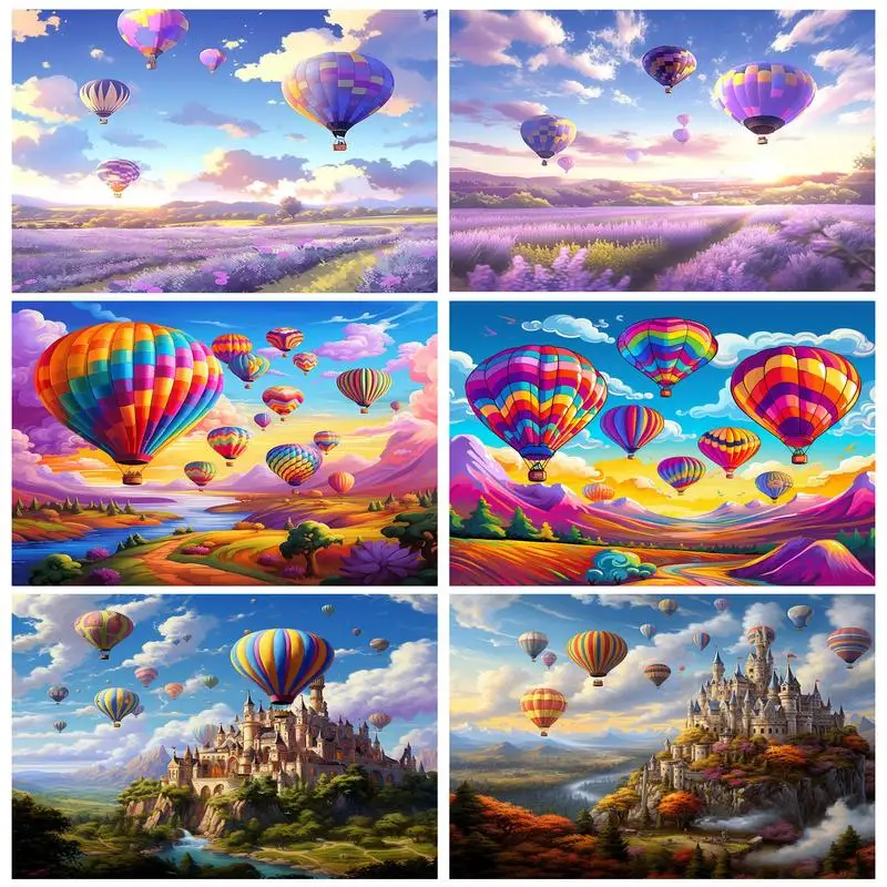 

RUOPOTY Painting By Number Adults New Balloon Landscape With Frame Diy Crafts Acrylic Paints Paintings Simple Handmade Wall Deco