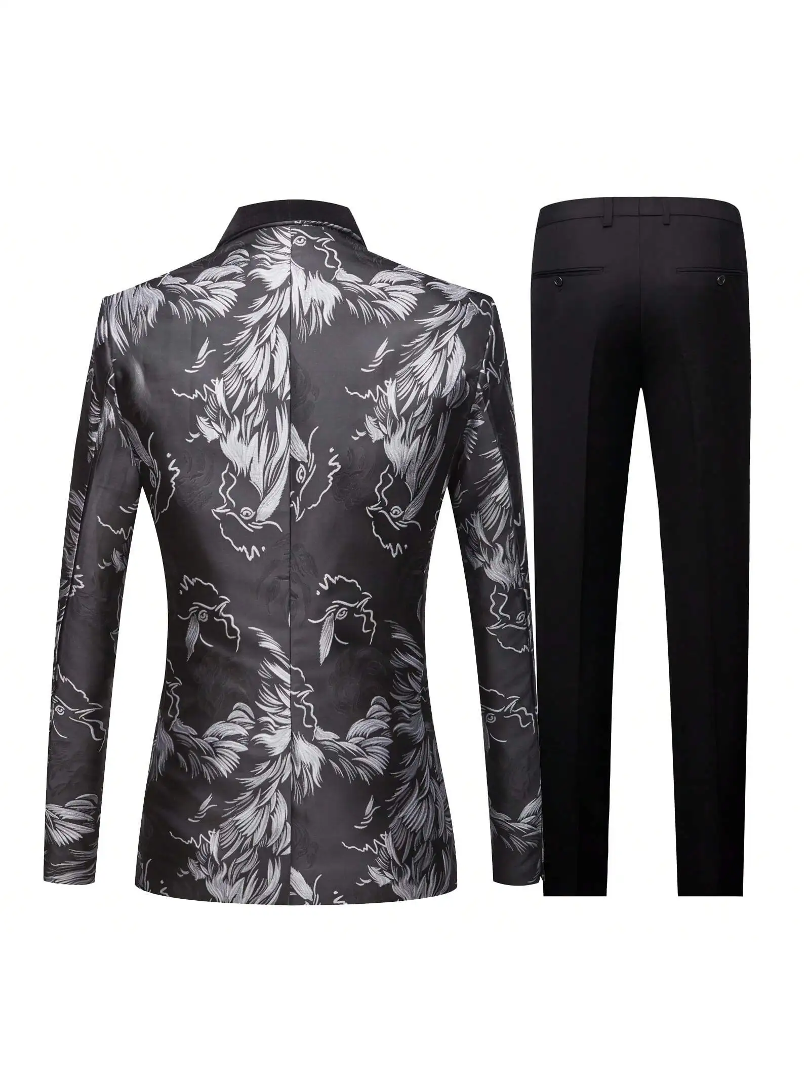 بدلة سهرة للرجال مكونة من 3 قطع مزهرة، طقم بدلة جاكار رفيعة، سترة بيزلي وسراويل لحفلات الزفاف