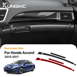 Real Soft Carbon Fiber Sticker For Honda Accord 2013 2014 2015 2016 2017 LHD Car Co-Pilot Instrument Strip Trim Accessories