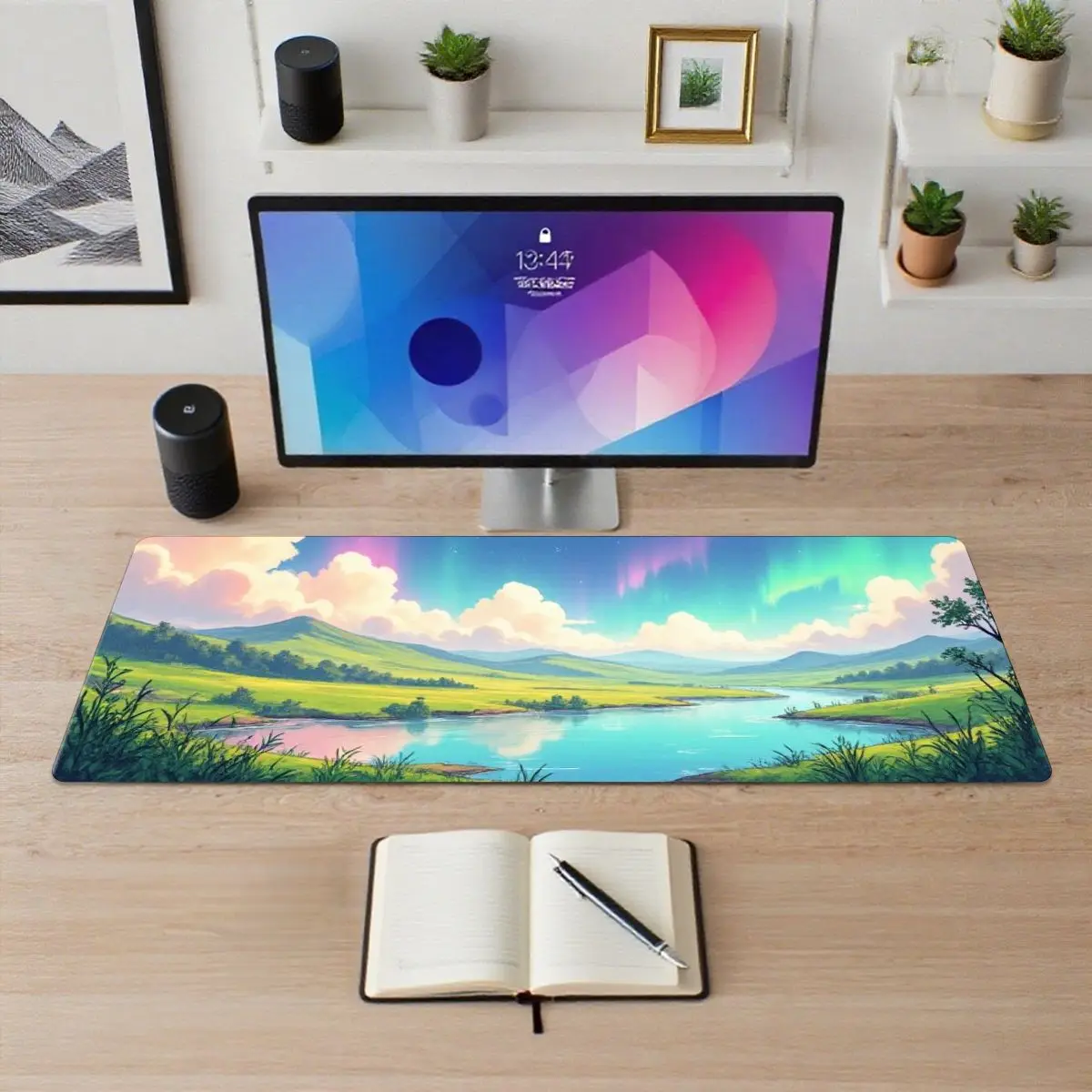 

Large-Size Scenery Mouse Desk Pad Aurora Borealis & Lake Durable for Office Gaming Ideal Companion Enhance Atmosphere