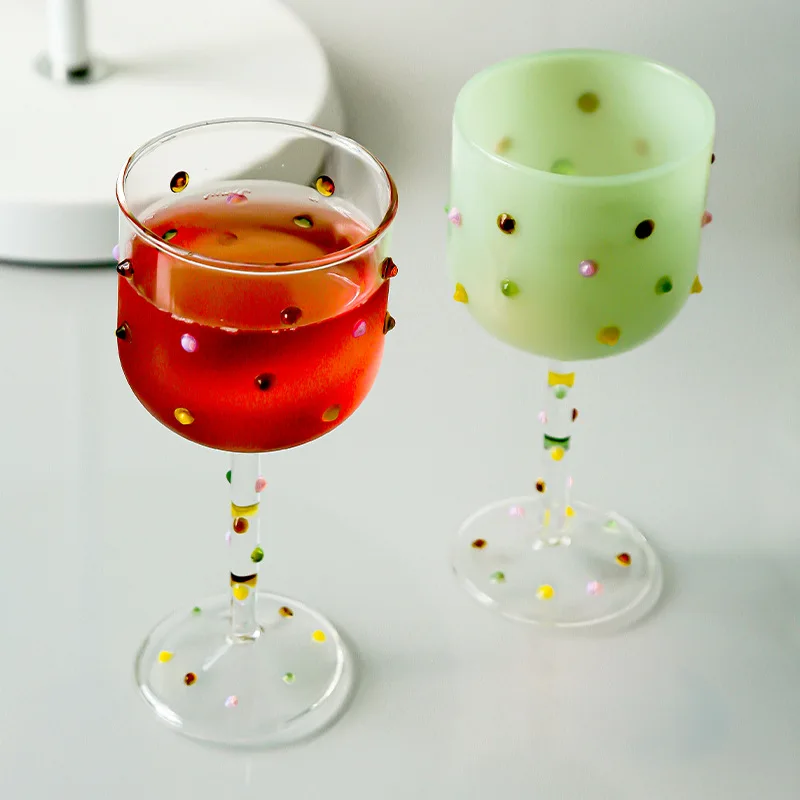 1 Piece 300ML Creative Colorful Sugar Bean High-color Wine Glass Tall Glass Red Wine Glasses Western Wine
