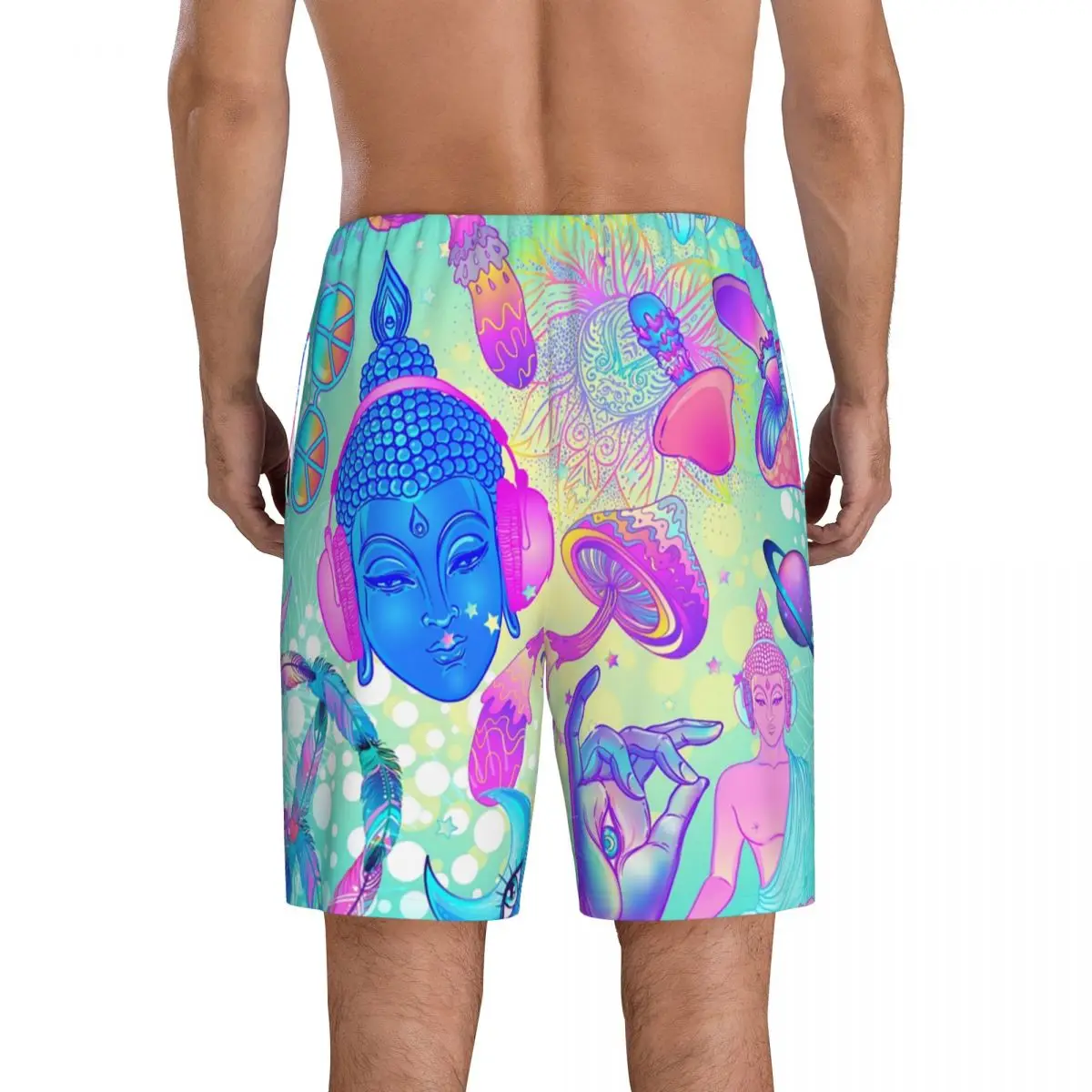 Short de pyjama magique psychédélique personnalisé pour hommes, vêtements de nuit à motif Trippy pour hommes, pyjama court de sommeil commandé astronomique avec poches, chambres plus lentes