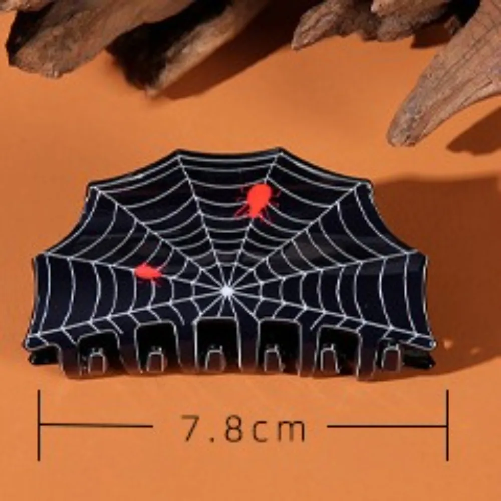 Creative Acrylic Halloween Hairpin Ins Exaggerates Spider Web Ponytail Clip Gothic Black White Spider Web Hair Claw Girls