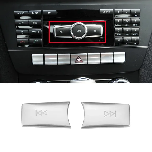 ABS Car Console CD Panel Multimedia Switch Buttons Sequins Volume Button Cover For Mercedes Benz C E Class W204 W212 GLK X204