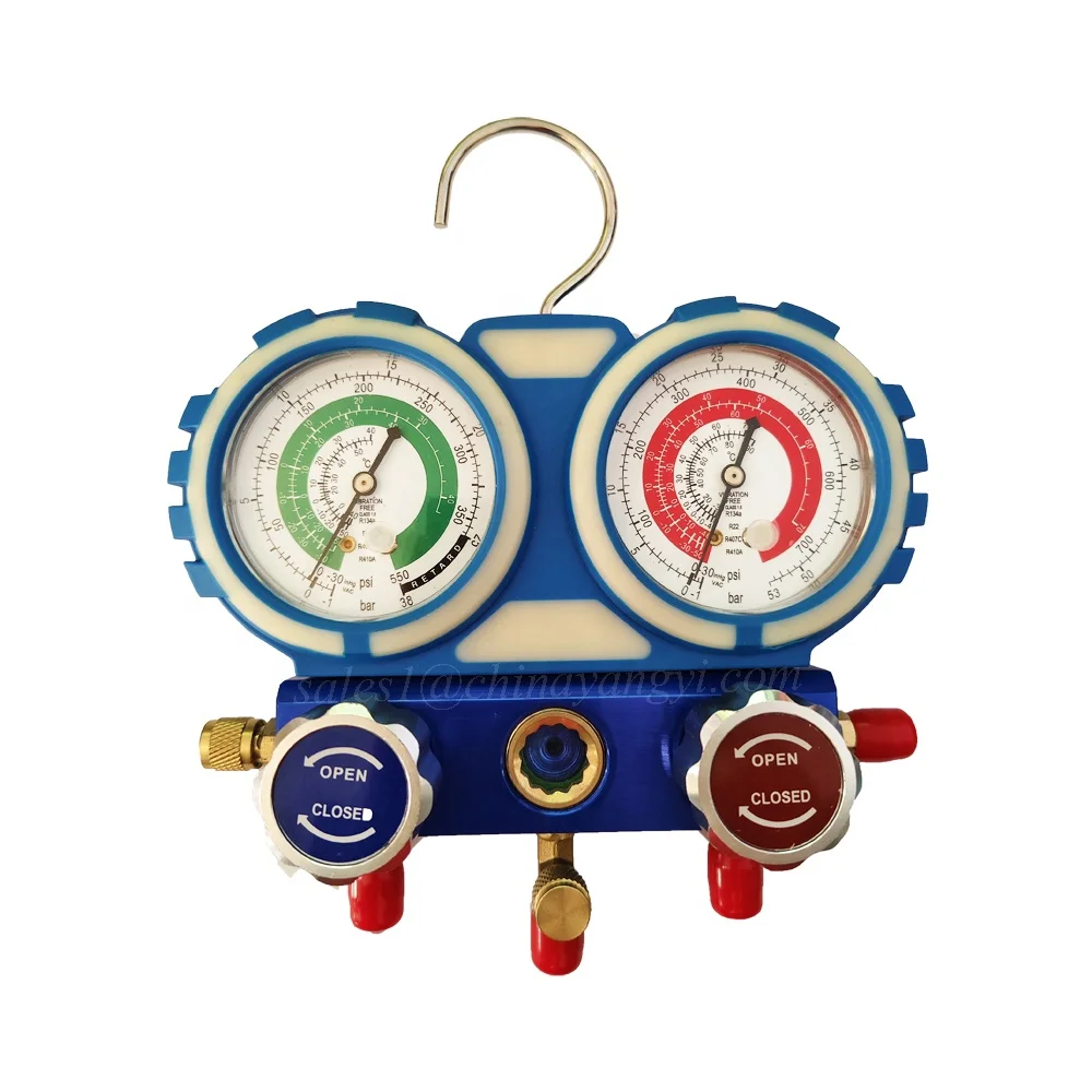 HVAC A/C Refrigeration Kit R410A R134A R22 R407C Manifold Gauge Set Auto Service Kit 1.2 Meter Charging Hoses Blister Package
