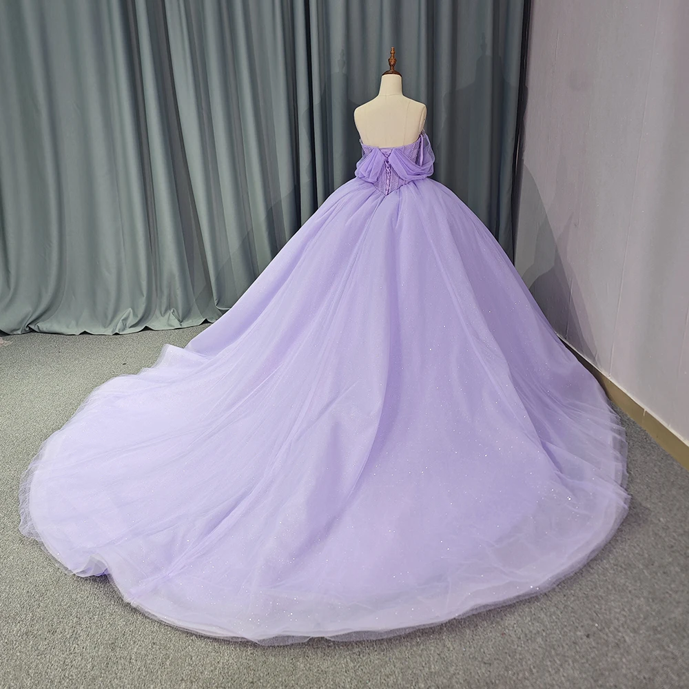 Exuberant roxo 15 anos quinceanera vestidos contas plissado vestido de baile mexicano 2025 vestido de aniversário personalizado vestido de 15 años