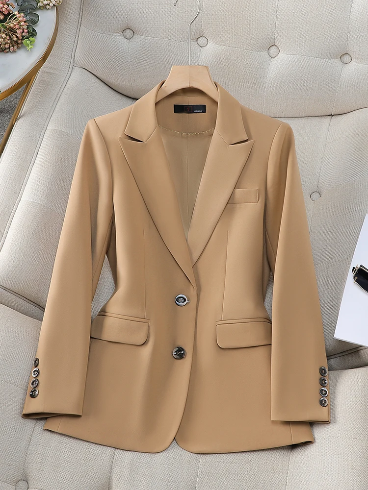 Fashion Autumn Winter Women Blazer Black Beige Khaki Female Long Sleeve Single Breasted Ladies Casual Jacket Coat