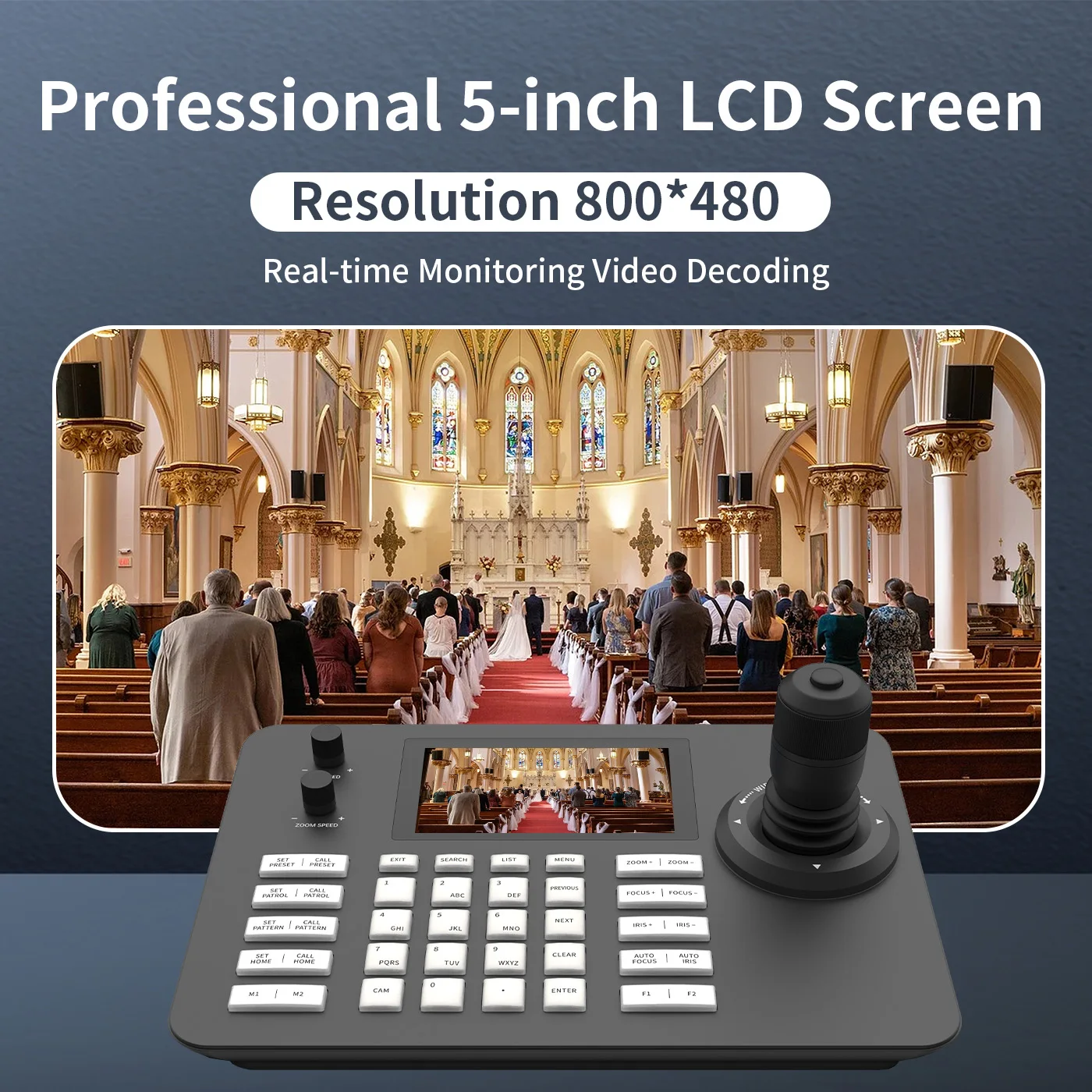 4D Network PTZ Keyboard Controller 5 inch industrial LCD Screen IP Joystick Control For POE ONVIF PTZ Cameras Live Stream