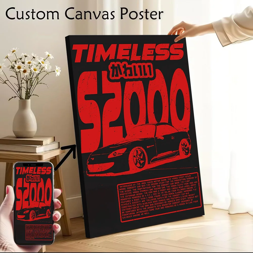 Timeless Japanese Car S2000 Red Poster Customizable Printed Canvas Painting for Pictures Wall Art Decorative Picture Room Decor