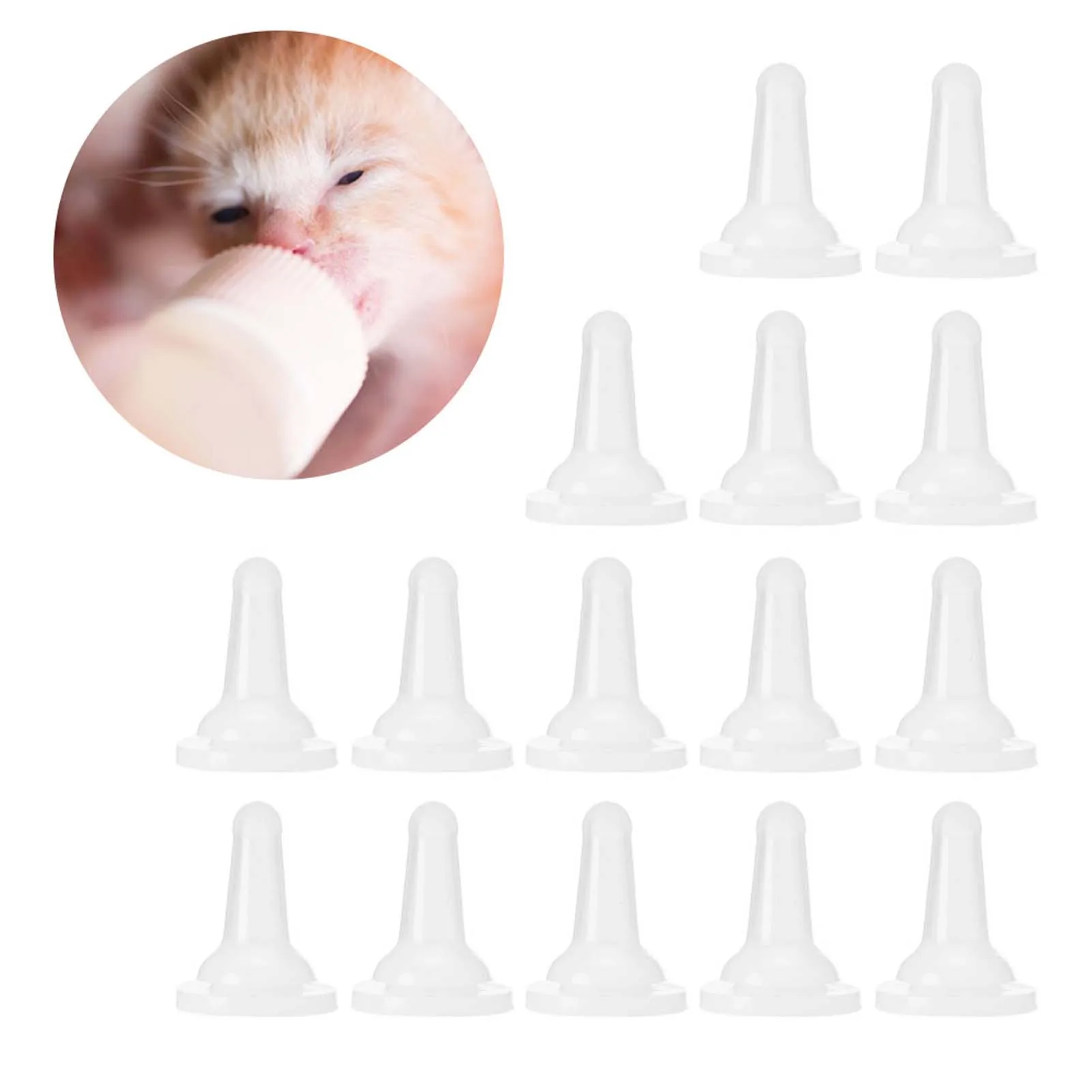 15Pcs Pet Cat Dog Silicone Safety Soft Nurse FeedingBottle Feeder Nipple Accessory