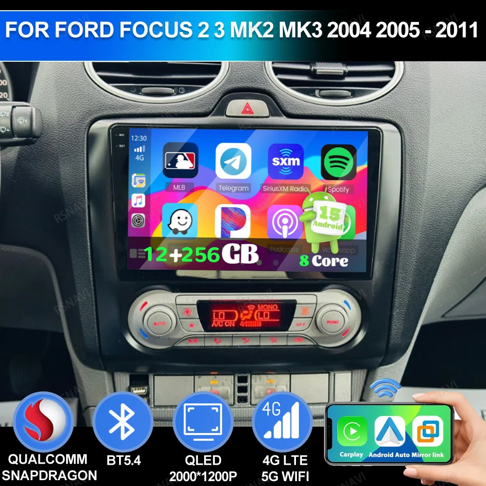 

Android 15 For Ford Focus 2 3 Mk2 Mk3 2004 2005 - 2011 Car Radio DSP AUTO BT GPS Qualcomm Head Unit QLED 5G WIFI Multimedia