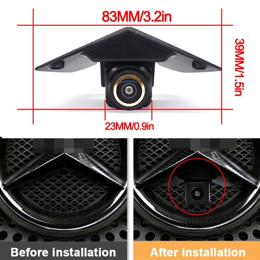 Car Front View Camera 170° Fisheye Golden Lens AHD CVBS Night Vision For Mercedes Benz Vito Viano A B C E G GL SLK GLK SL Class