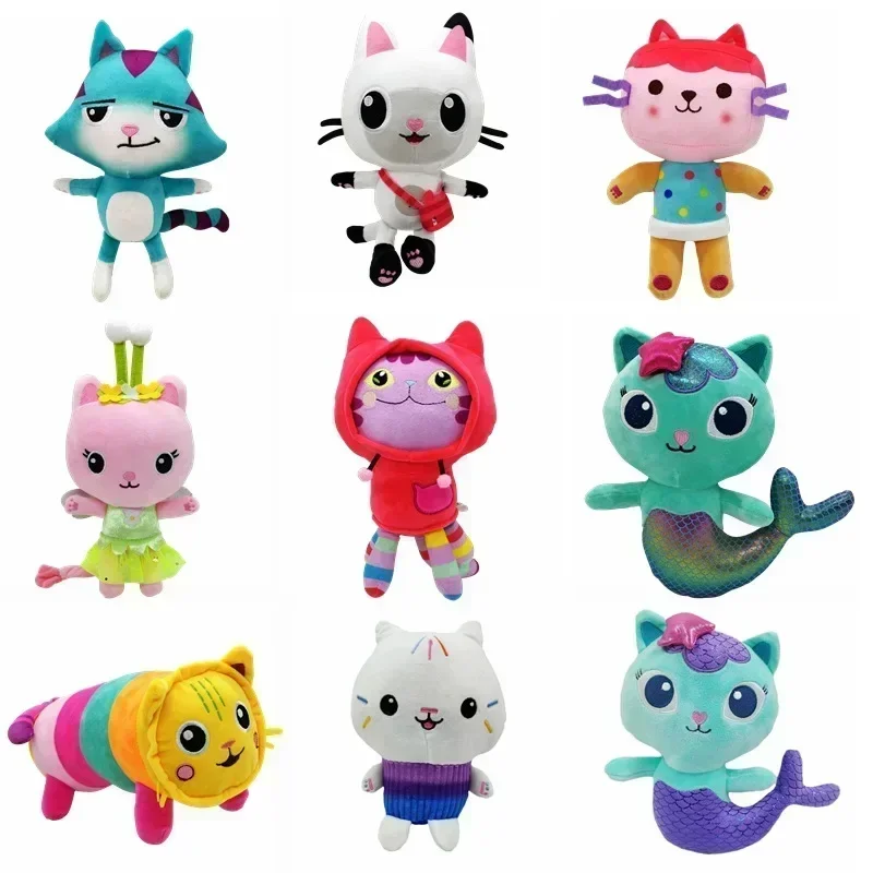 

New Gabby Dollhouse Plush Toy Mercat Cartoon Stuffed Animals Smiling Cat Car Cat Hug Gaby Girl Dolls Kids Birthday Gifts