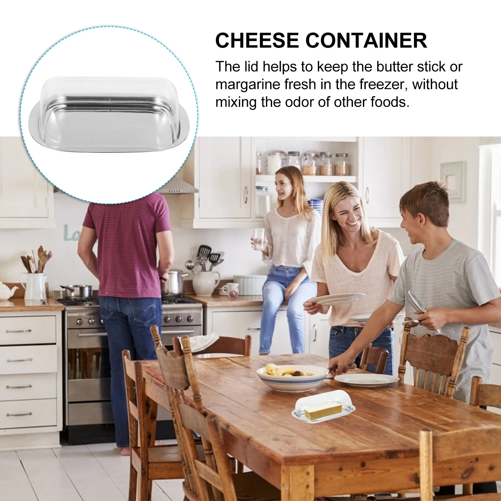 

Butter Box Stainless Steel Clear Lid Butter Container Reusable Storage Holder Practical for Home Kitchen Use