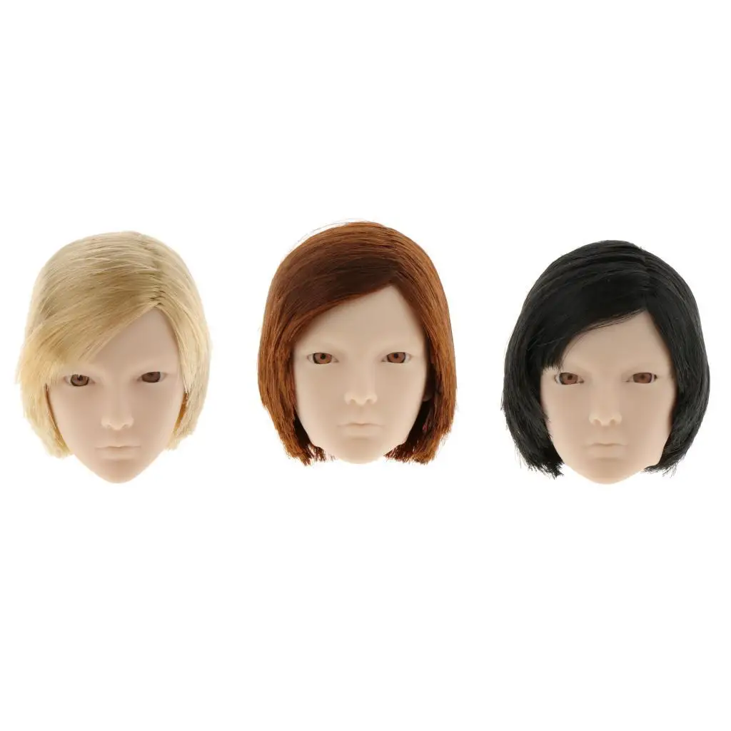 Kopfskulptur im Maßstab 1:6 mit kurzem Haar für 12-Zoll-männliche Actionfiguren