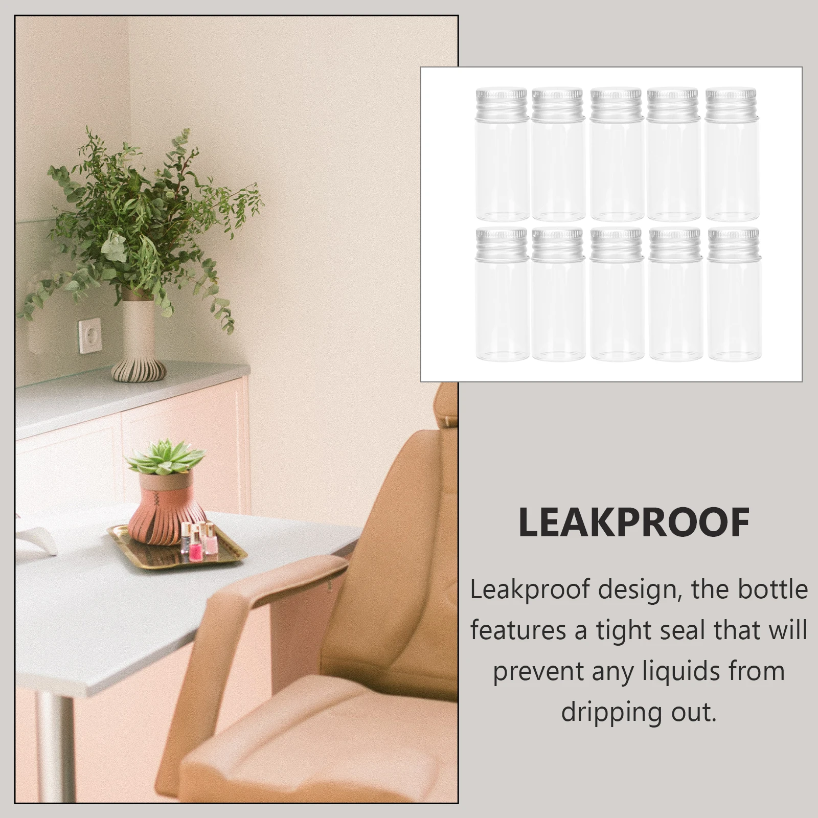 

10Pcs Mini Glass Bottles 10ml Capacity Leak-Proof Design Durable Travel Containers Essential Oil Vials Essential Oil Bottles