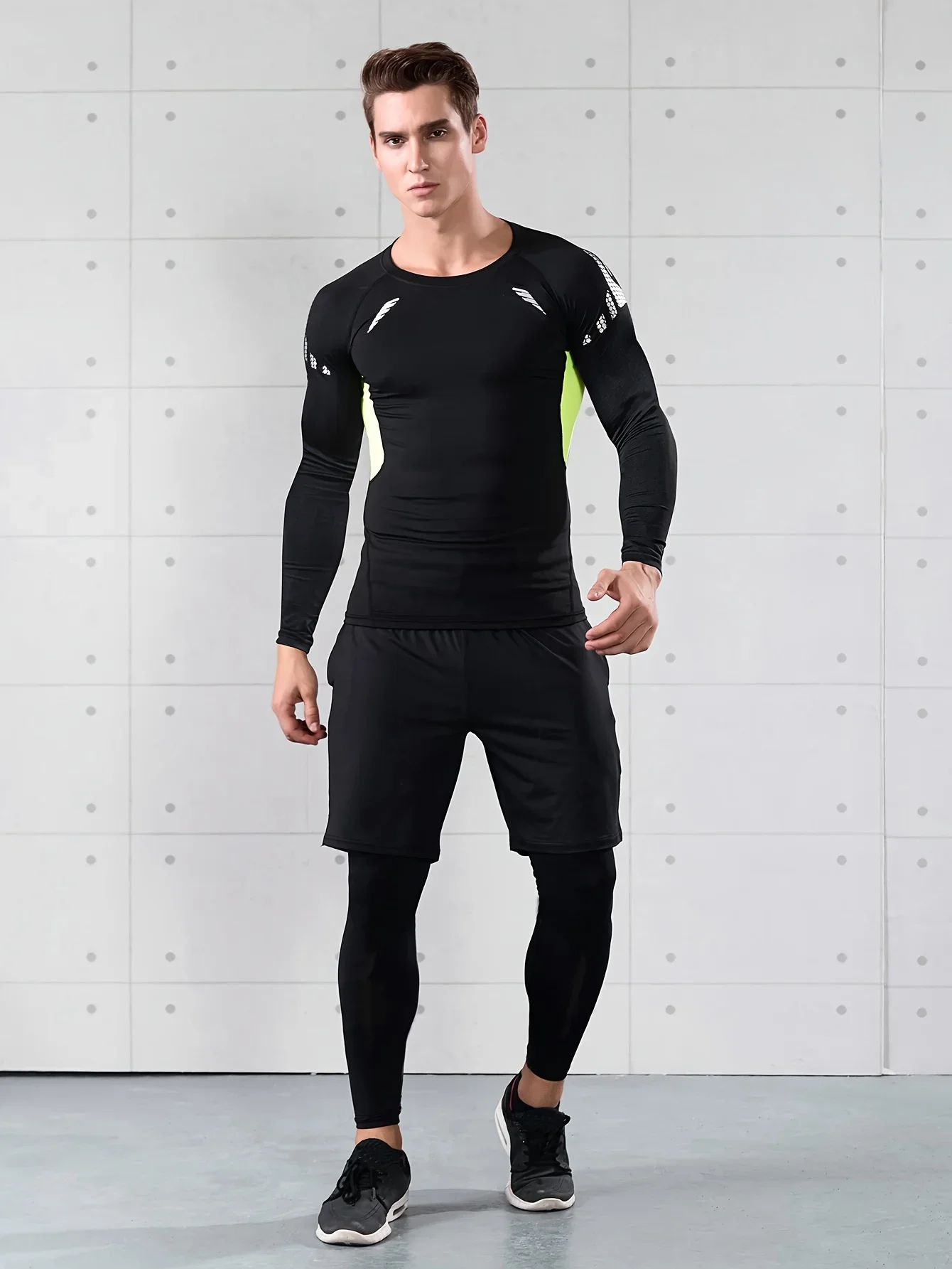 

Men's tight-fitting suit, shorts, long sleeves, long pants, suitable for outdoor sports, breathable and quick-drying