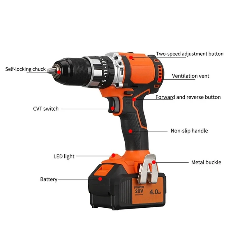 PA4543H China Cordless 20v Power Tools Set_ Cordless Drill Set Impact Hammer/Electric Drill Combo Power Tools Kits