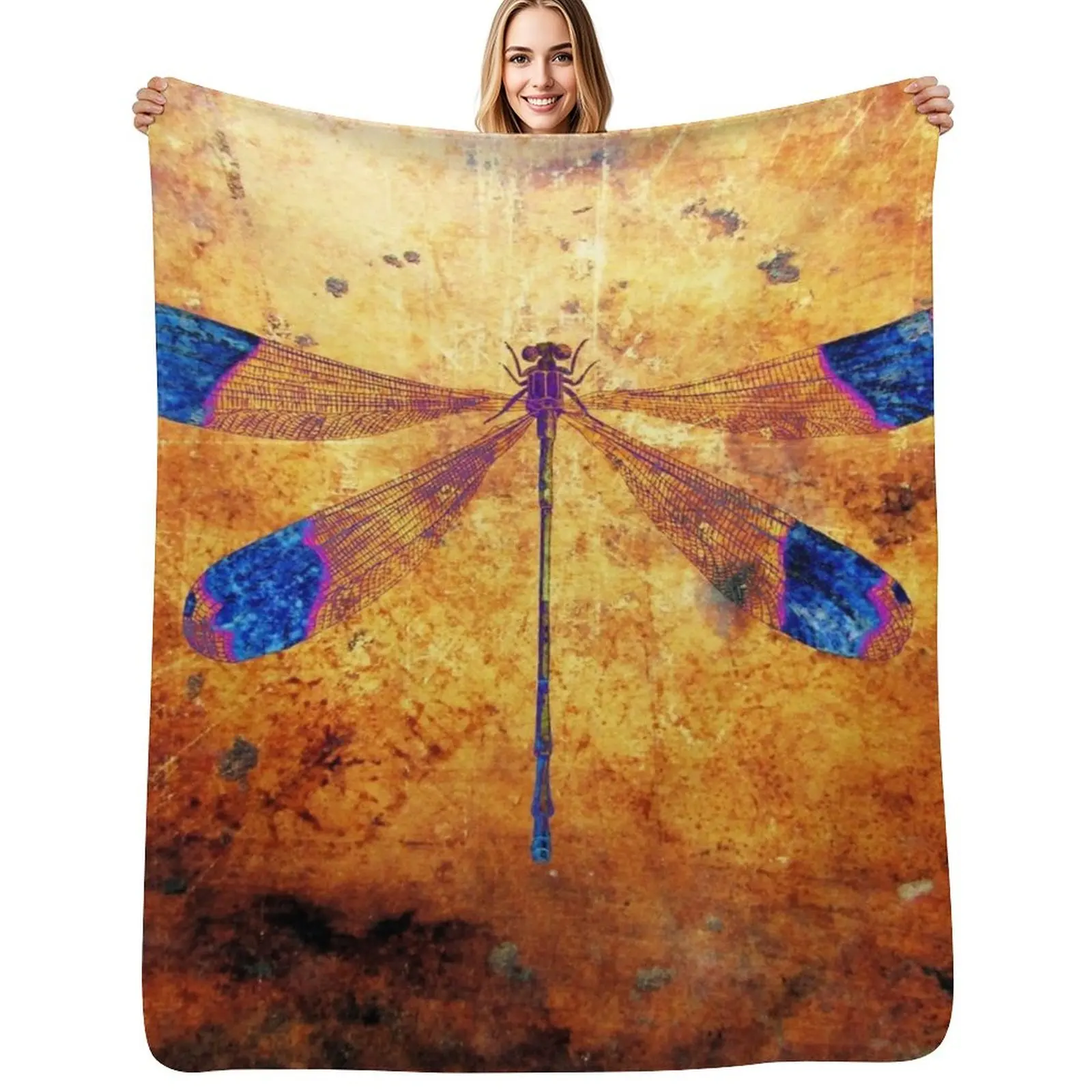 Dragonfly in Amber Throw Blanket Soft Plaid Luxury Furry Kid'S funny gift cosplay anime Blankets