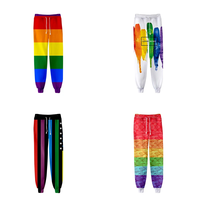 Lgbt moda hip hop das mulheres dos homens 3d joggers calça arco-íris bandeira lésbicas gays casual longo solto calças de fitness 3d sweatpant