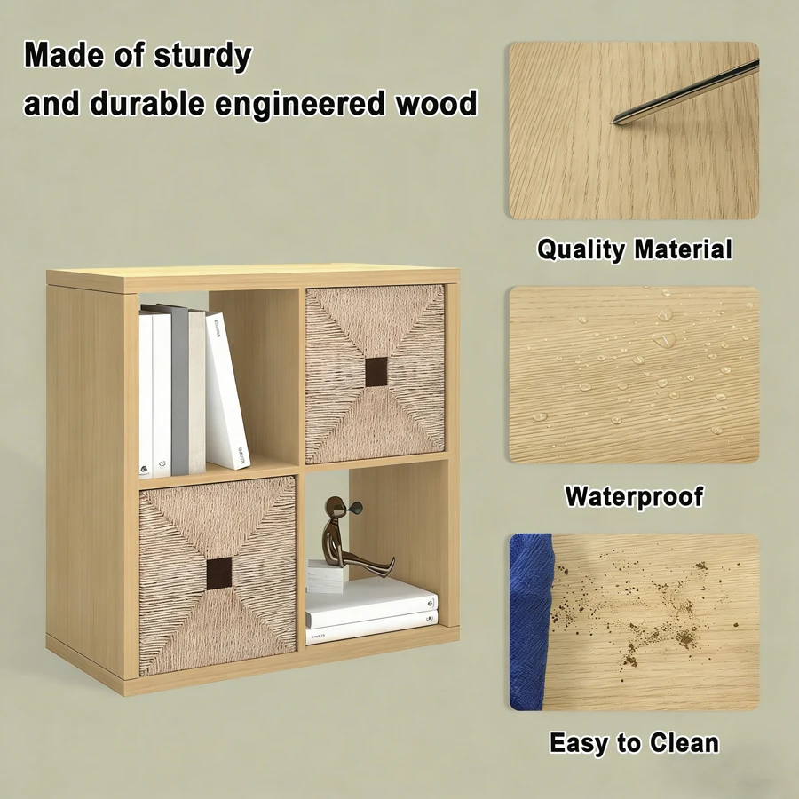 2026 Wooden Thick Frame 4 Cube Storage Organizer Shelf with Anti-Tipping Kits, Reversible Open Back, Horizontal & Vertical Dual-Use. Ideal for Home, Office, Bedroom, Kitchen and Living Room (White, Chocolate Black, Light Coffee, 11 Inch)