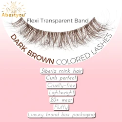 Abestyou-Natural cílios curtos, reutilizáveis Wispy cílios extensões, banda transparente, 5d Mink real, cor marrom, suprimentos de maquiagem feminina