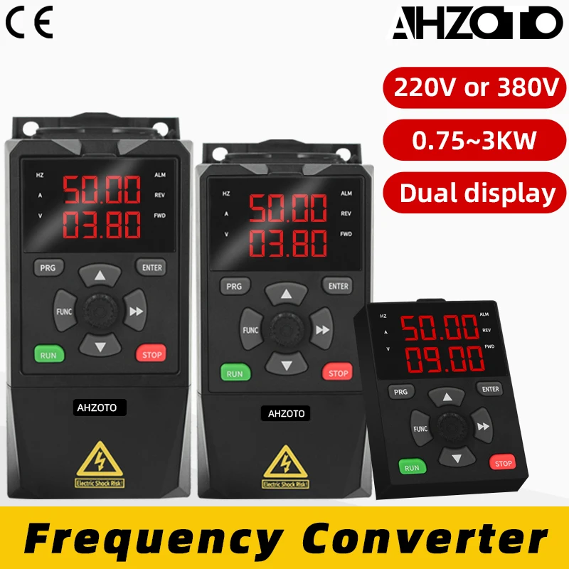 

VFD 220V/380V 1Phase 3 Phase 0.75KW to 3KW LED Display Frequency Converter Adjustable Speed Drive Frequency Inverter