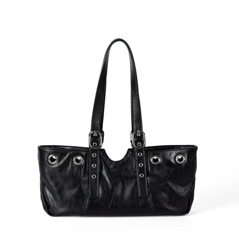 

Personality Tote Bag for Women Motorcycle Style Underarm Bag Large Capacity Female Commute Shoulder Bags Niche Design Travel Bag