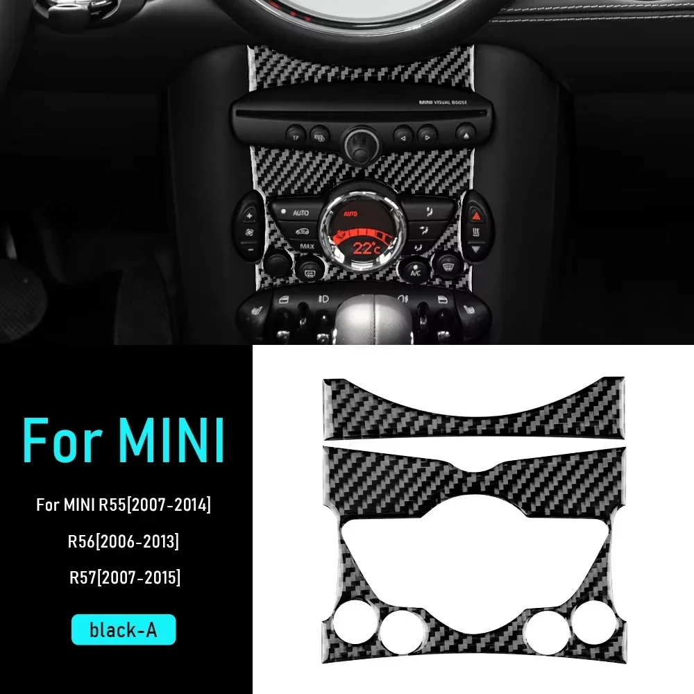 Carbon Fiber For Mini Cooper Clubman R55 R56 R57 Interior Car Central Control Knob Panel Cover Sticker Trim Decals  Accessories
