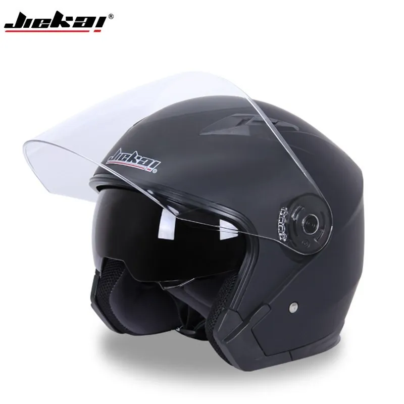 

New Arrival JIEKAI double Lens Open Face motorcycle helmet 3/4 motorbike helmet 9 color available unisex helmet