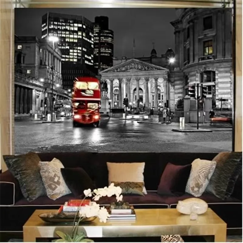 costom photo wallpaper European retro black and white photos of street architecture art 3D vision 3d wallpaper mural sticker