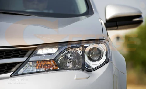 Для Toyota RAV4 IV 2013-2015: Комплект ультраярких светодиодных колец «Ангельские глазки» (COB LED) для дневного света