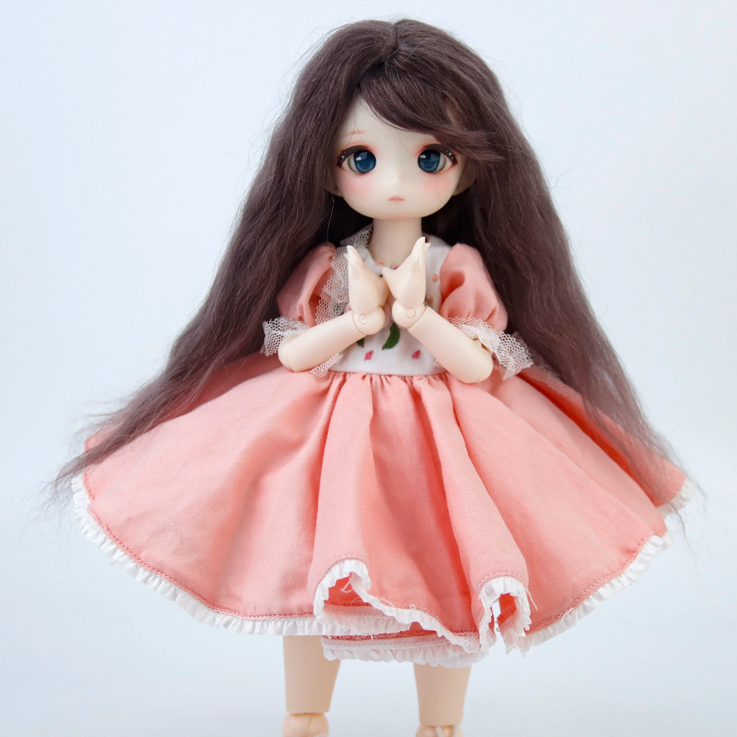 

1/6 BJD Mohair Doll Wigs Long Natural Color Straight Varires Softer Mohair Tress 6-7'' 16-16.5cm Head Size Doll Hair