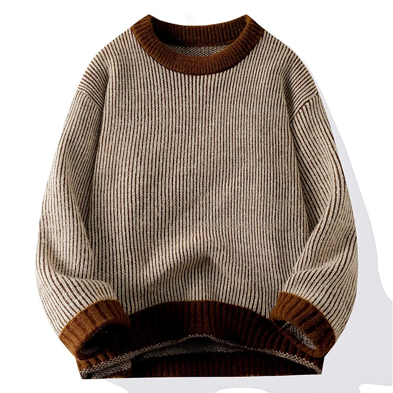 

Autumn and winter new style men's sweater pullover, loose and casual round neck fashion sweater knitted shirt for men