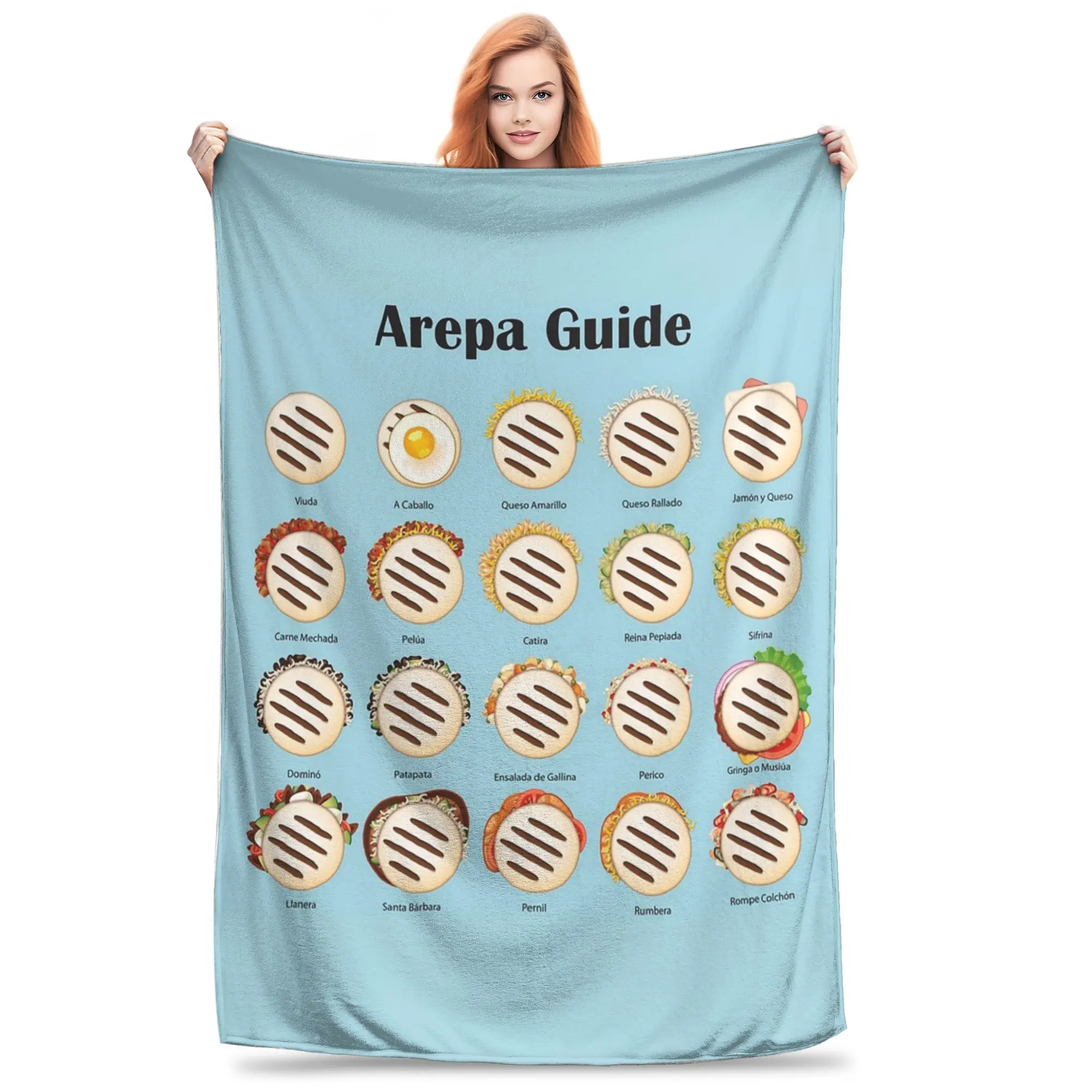 Arepa Guide Venezuela Latin Fast Food Blanket Soft Warm Flannel Throw Blanket Cover for Bed Living room Picnic Travel Home Couch