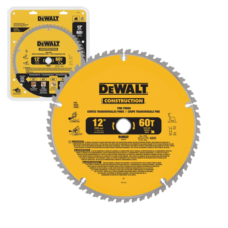 DEWALT Original DW3126 DW3128 Miter Saw Blades 12in 60T 80T Quick Cutting Carbide-tipped Steel Disc Power Tool Accessories