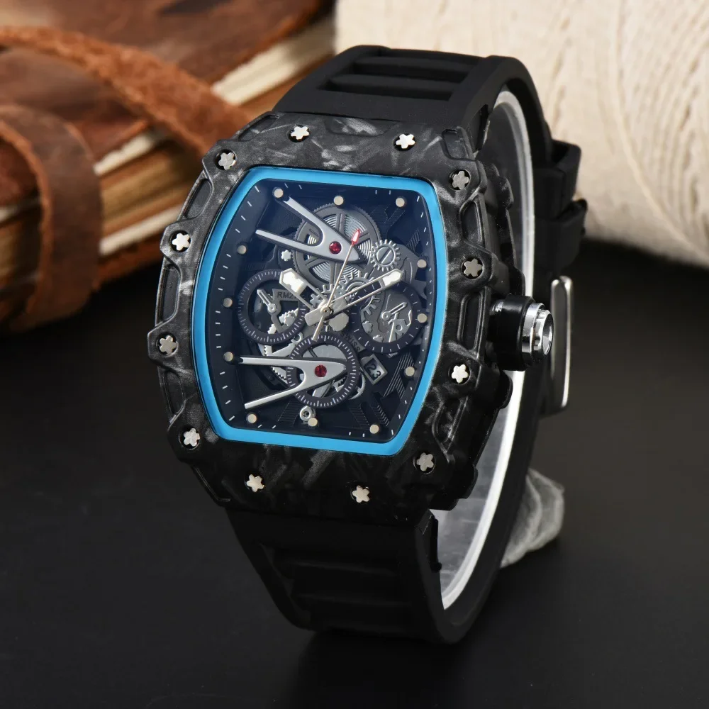 2025 New Multi-Layered Wave Pattern Business Quartz Calendar Pointer Watch Barrel Shape Dial No Buckle Type Handmade Wristwatch