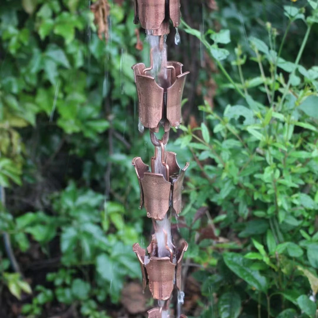 2.6m Japanese Style ABS Wine Cup Rain Chain with Electroplated Copper Color
