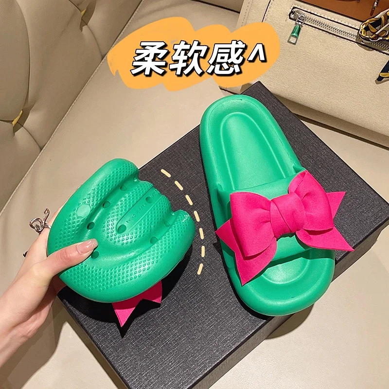 2024 Womens Slippers EVA Indoor Floor Soft Couple Slipper Summer Bow Bedroom Shoes Ladies Flip Flops Fashion Shoes Adult