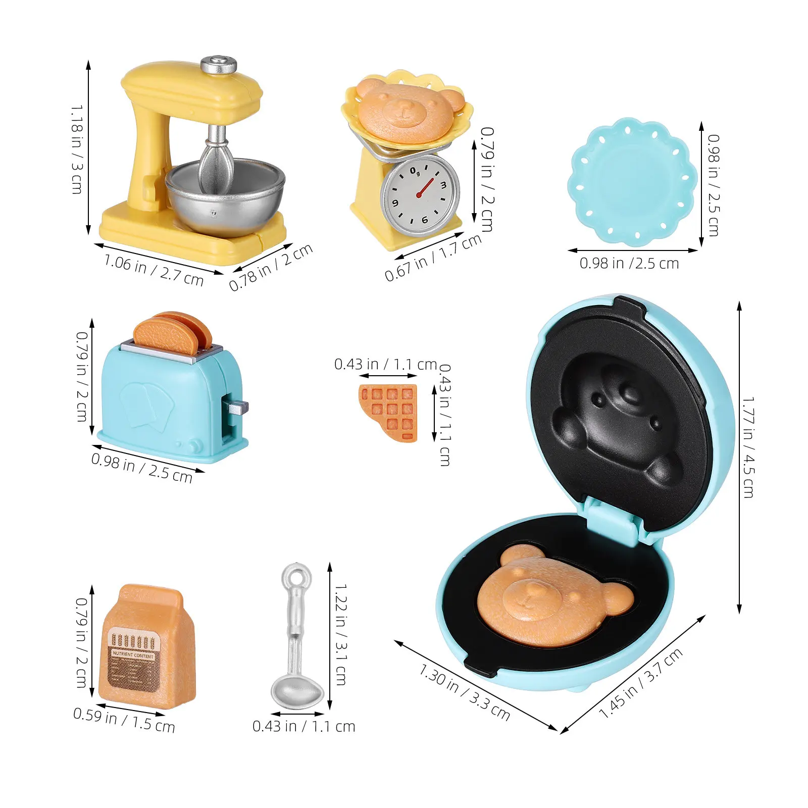 1Set Pretend Play Kitchen Bread Machine Mini Toaster Dollhouse Miniature Breakfast Accessories Kids Cooking Set