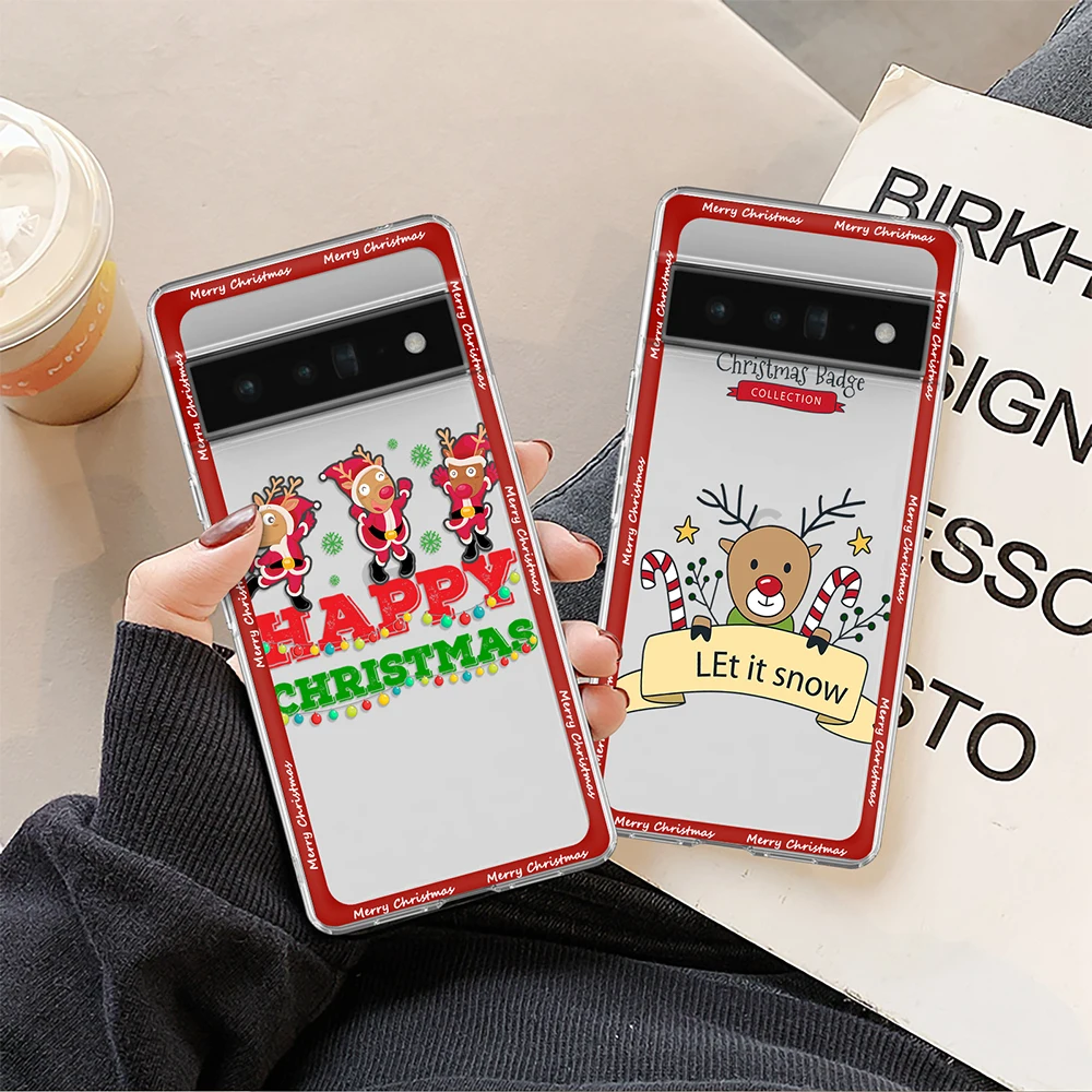 

Christmas Style Case for Google Pixel 8 Pro 7a 7Pro 7 6a 6 6Pro 5 5a 5G 4 3 3a 4a XL Clear Soft Silicone Back Shell Cover Fundas