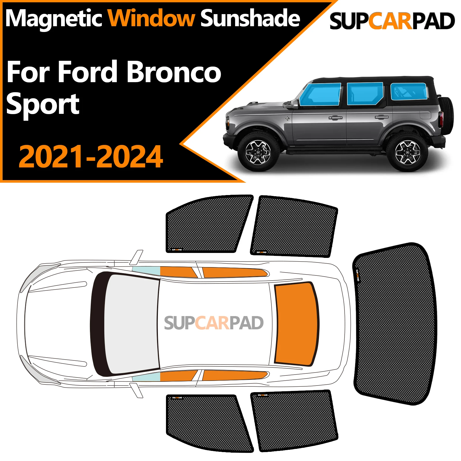 

Солнцезащитный козырек на окно автомобиля на заказ для Ford Bronco Sport 2021-2024, магнитная занавеска, сетчатая передняя занавеска на лобовое стекло