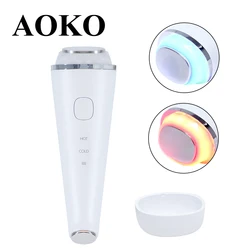 AOKO Facial Warm and cooling hammer LED Photon Beauty Machine Ultrasonic Vibration Facial Massage Eye Skin Care Device Skin tool